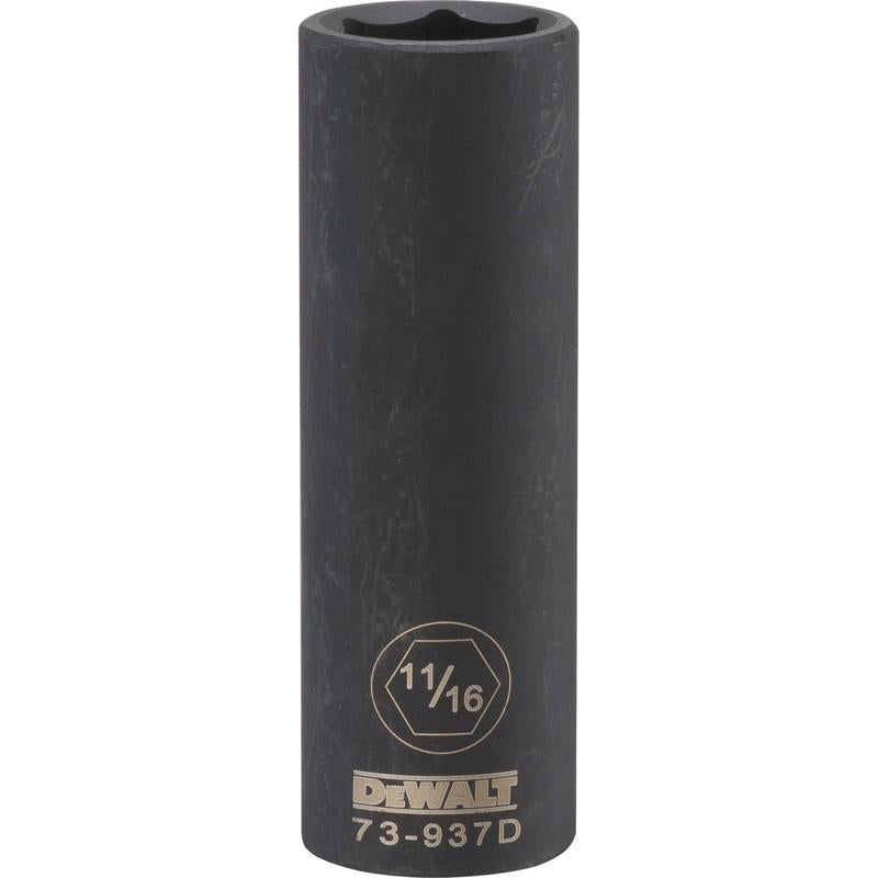 DeWalt 11/16 in. X 1/2 in. drive SAE 6 Point Deep Impact Socket