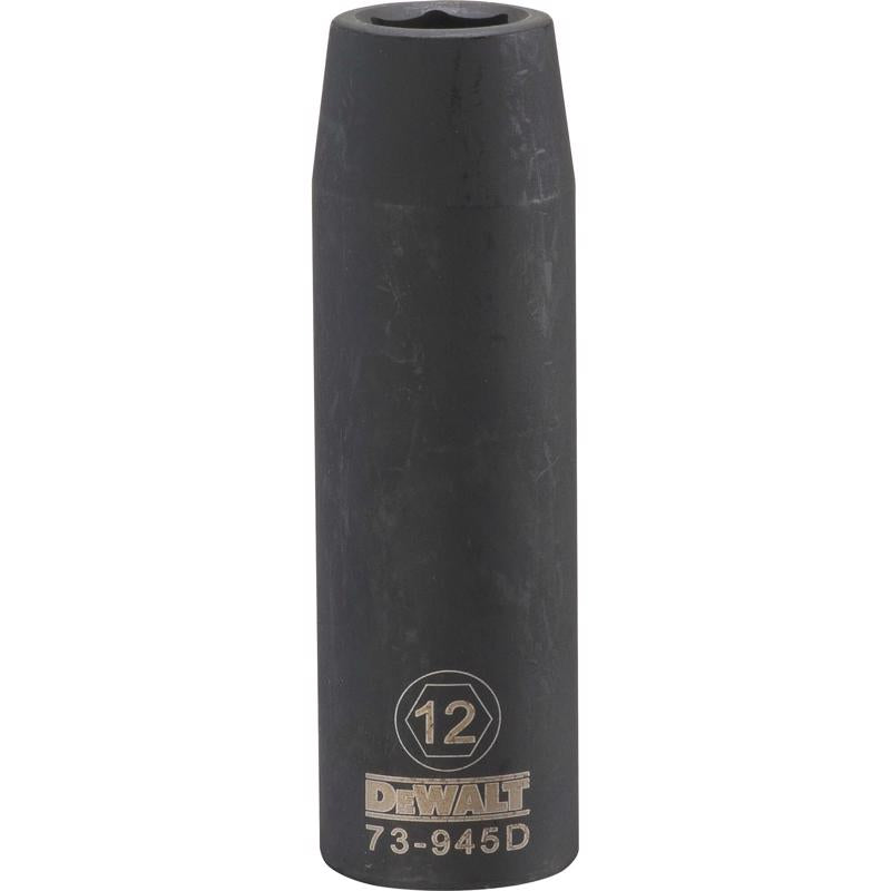 DeWalt 12 mm X 1/2 in. drive Metric 6 Point Deep Impact Socket