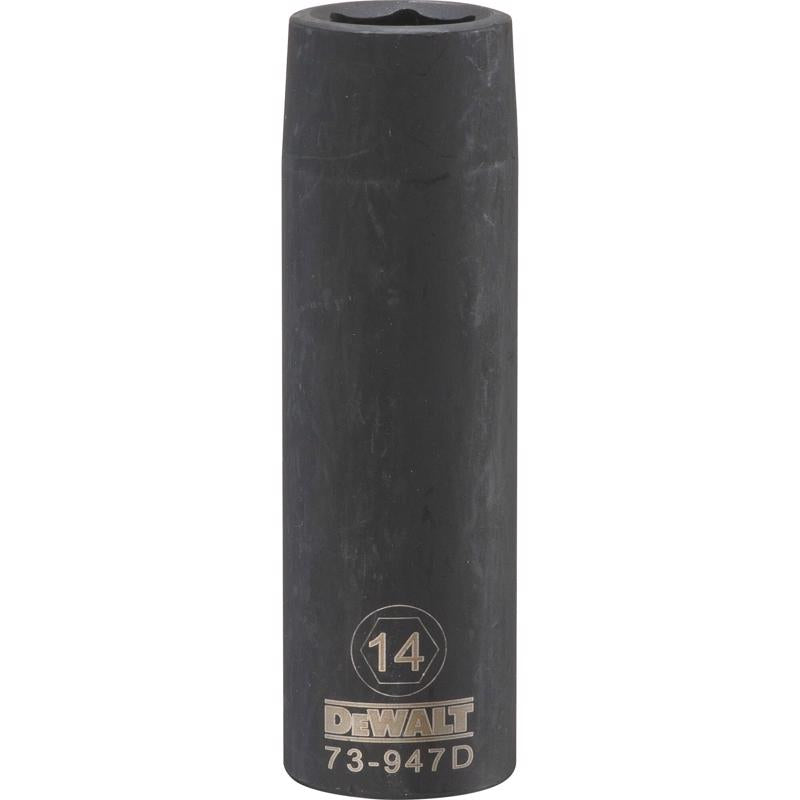 DeWalt 14 mm X 1/2 in. drive Metric 6 Point Deep Impact Socket