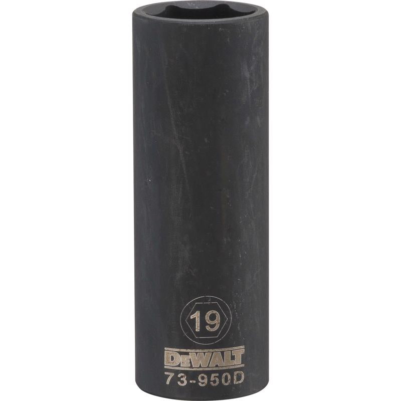 DeWalt 19 mm X 1/2 in. drive Metric 6 Point Deep Impact Socket