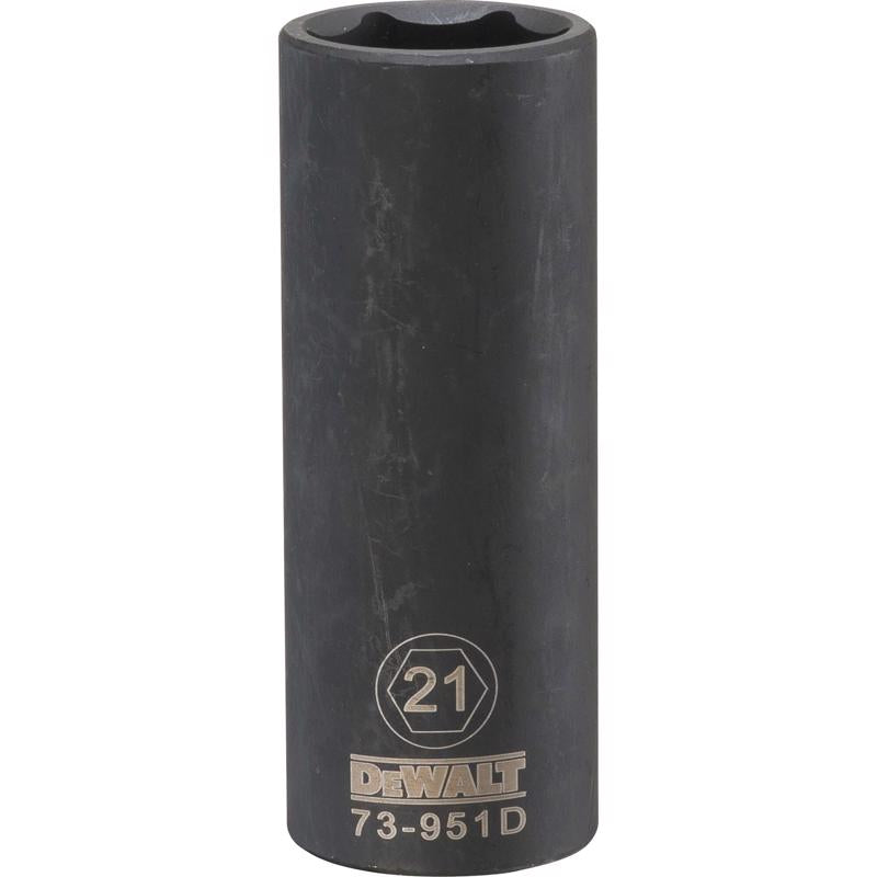 DeWalt 21 mm X 1/2 in. drive Metric 6 Point Deep Impact Socket