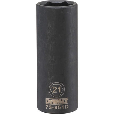 DeWalt 21 mm X 1/2 in. drive Metric 6 Point Deep Impact Socket