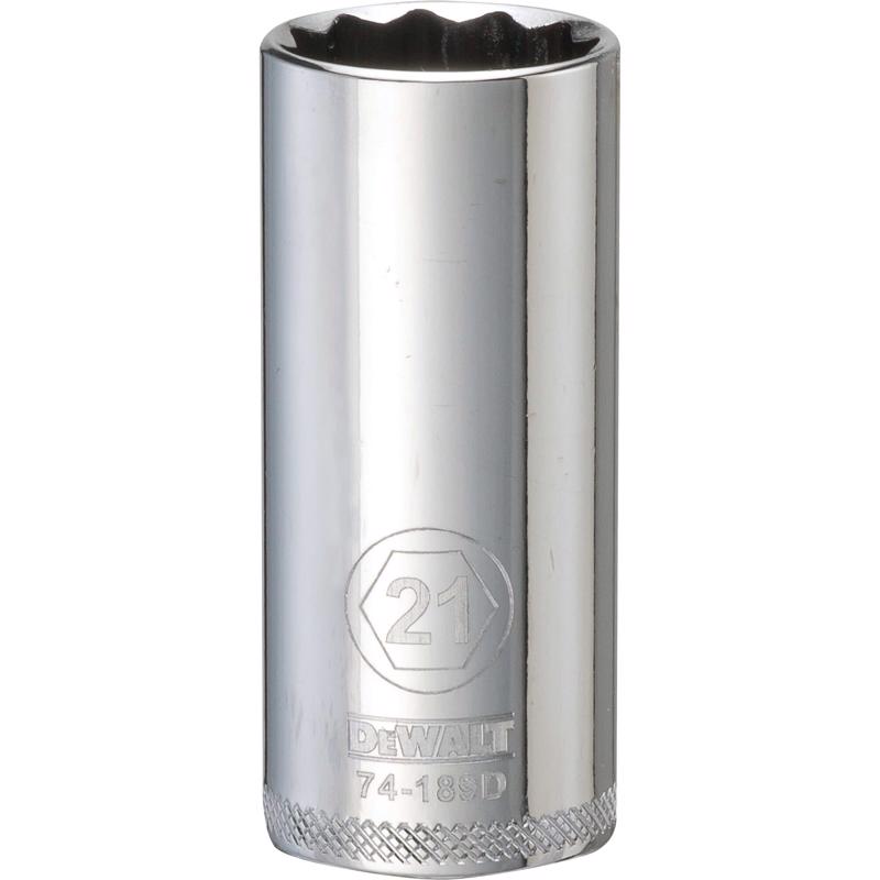 DeWalt 21 mm X 3/8 in. drive Metric 12 Point Deep Socket