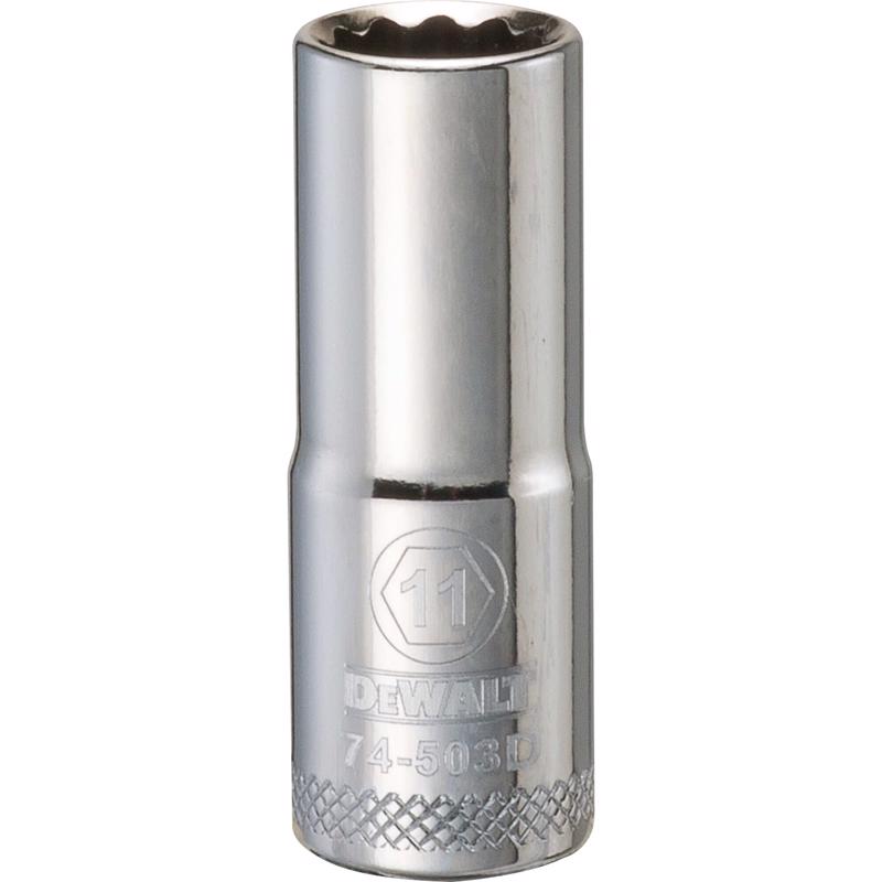 DeWalt 11 mm X 3/8 in. drive Metric 12 Point Deep Socket
