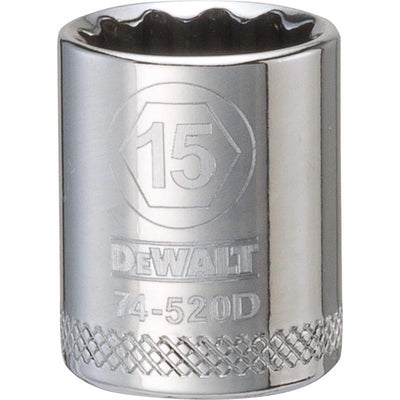 DeWalt 15 mm X 3/8 in. drive Metric 12 Point Socket