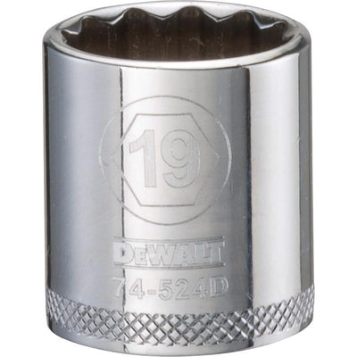DeWalt 19 mm X 3/8 in. drive Metric 12 Point Socket