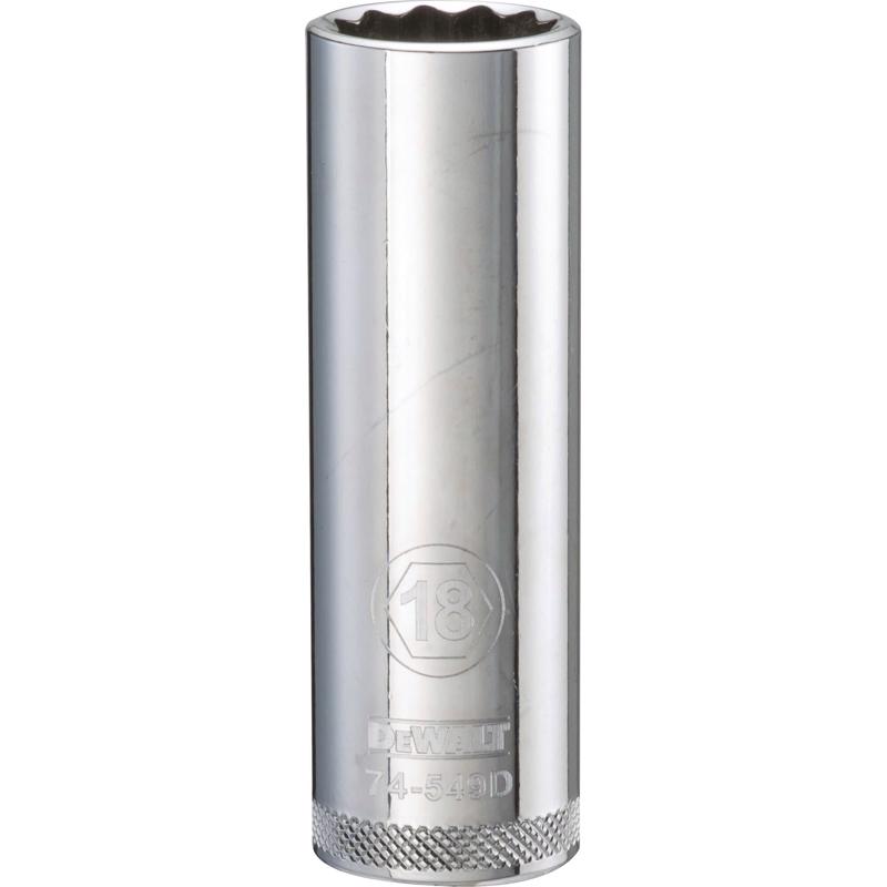 DeWalt 18 mm X 1/2 in. drive Metric 12 Point Deep Socket