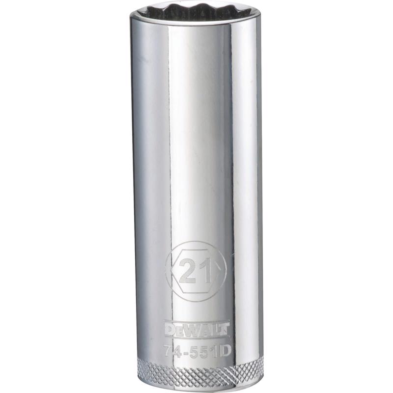 DeWalt 21 mm X 1/2 in. drive Metric 12 Point Deep Socket