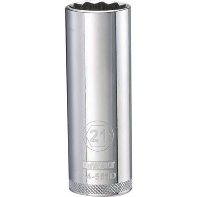 DeWalt 21 mm X 1/2 in. drive Metric 12 Point Deep Socket