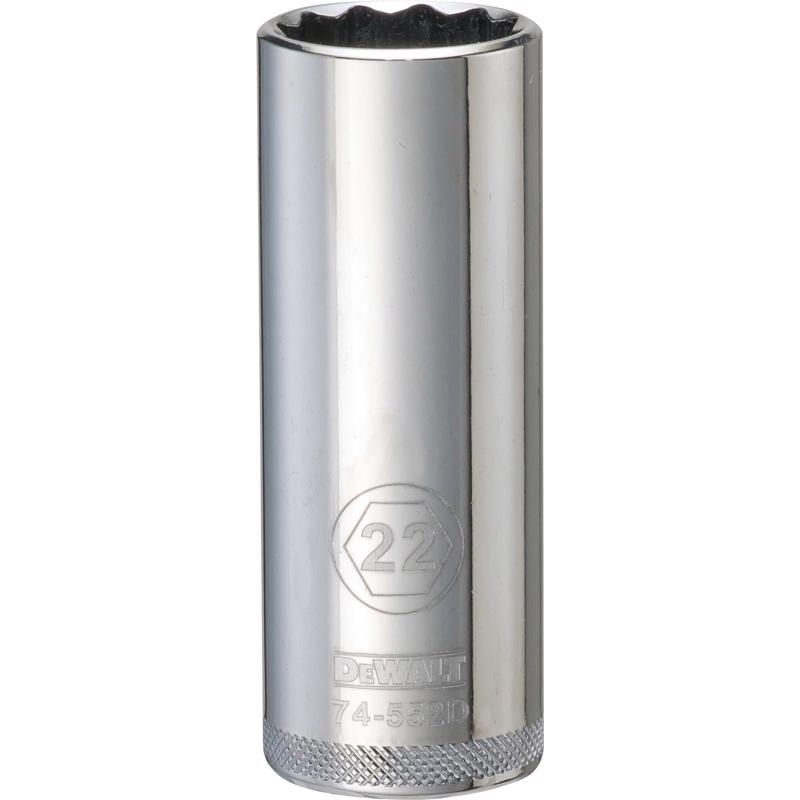 DeWalt 22 mm X 1/2 in. drive Metric 12 Point Deep Socket