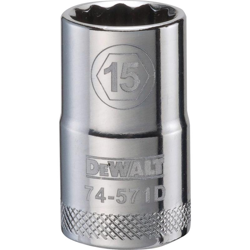 DeWalt 15 mm X 1/2 in. drive Metric 12 Point Socket