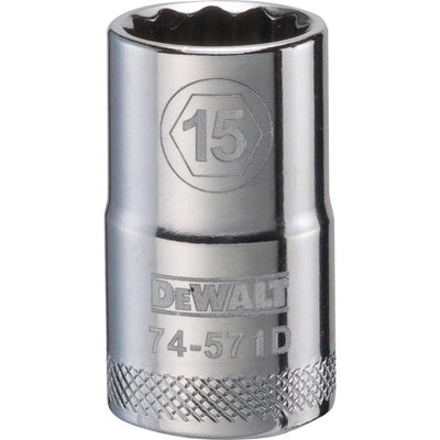 DeWalt 15 mm X 1/2 in. drive Metric 12 Point Socket