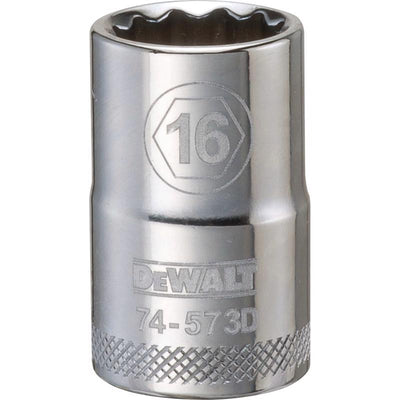 DeWalt 16 mm X 1/2 in. drive Metric 12 Point Socket
