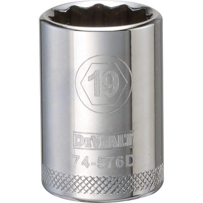 DeWalt 19 mm X 1/2 in. drive Metric 12 Point Socket