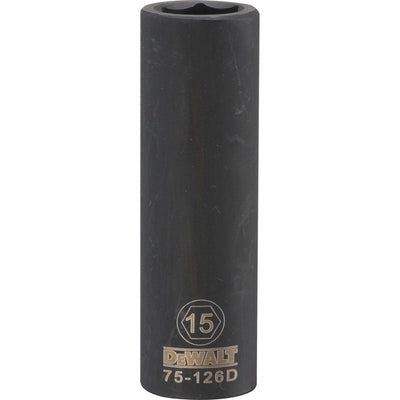 DeWalt 15 mm X 1/2 in. drive Metric 6 Point Deep Impact Socket
