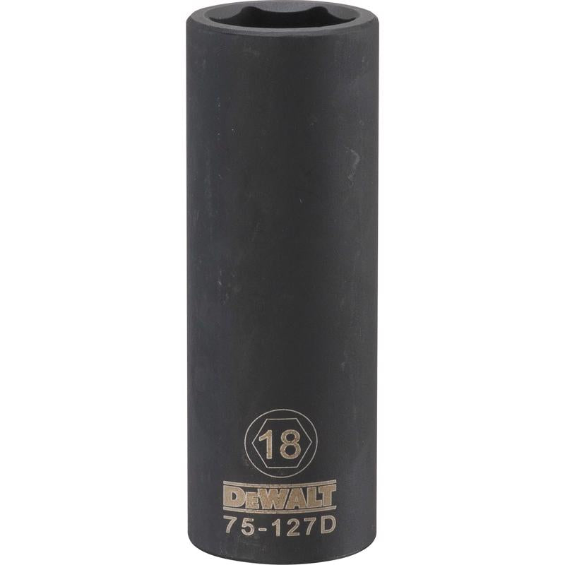 DeWalt 18 mm X 1/2 in. drive Metric 6 Point Deep Impact Socket