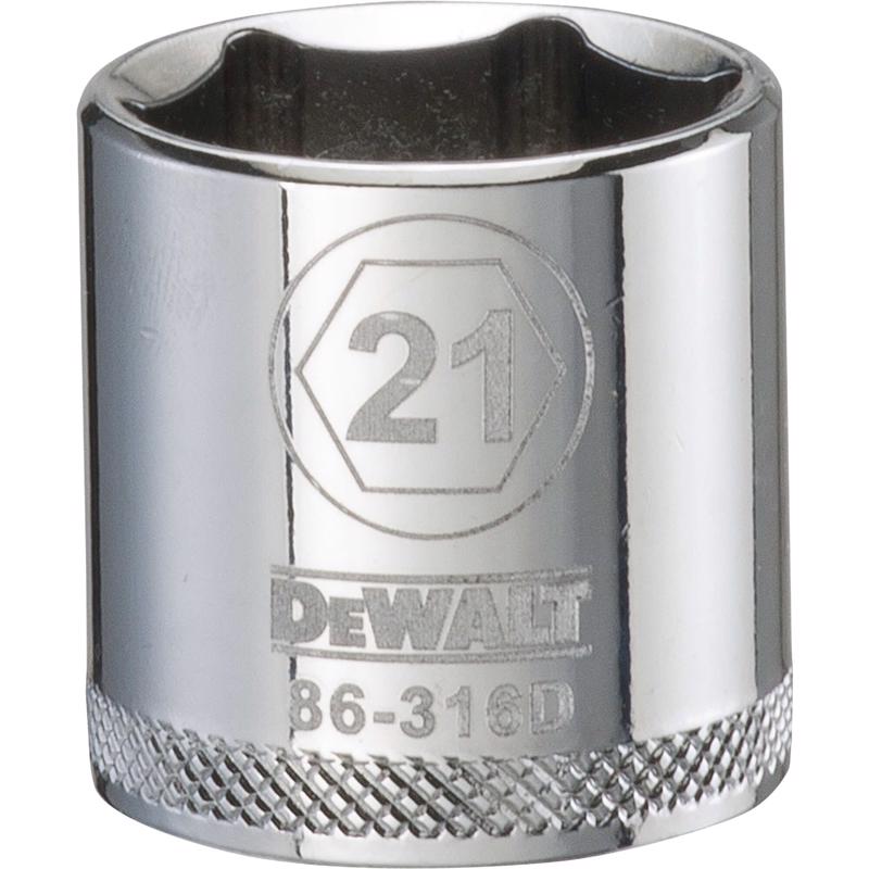 DeWalt 21 mm X 3/8 in. drive Metric 6 Point Socket