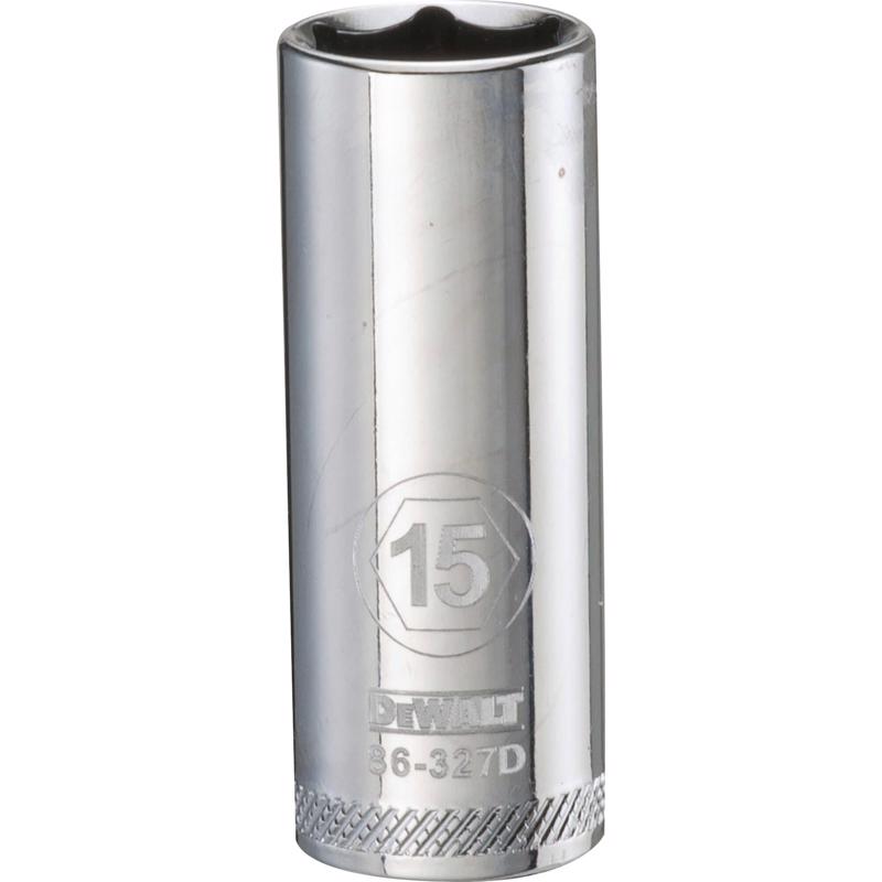 DeWalt 15 mm X 3/8 in. drive Metric 6 Point Deep Socket