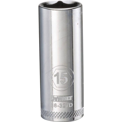 DeWalt 15 mm X 3/8 in. drive Metric 6 Point Deep Socket