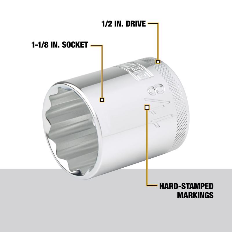 DeWalt 1-1/8 in. X 1/2 in. drive SAE 12 Point Socket