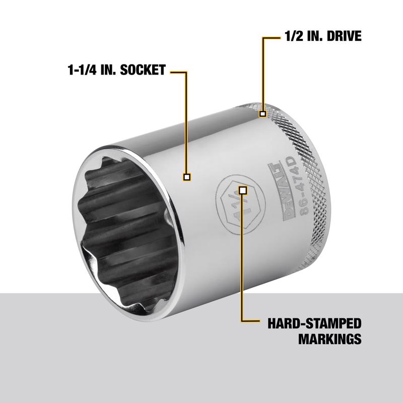 DeWalt 1-1/4 in. X 1/2 in. drive SAE 12 Point Socket
