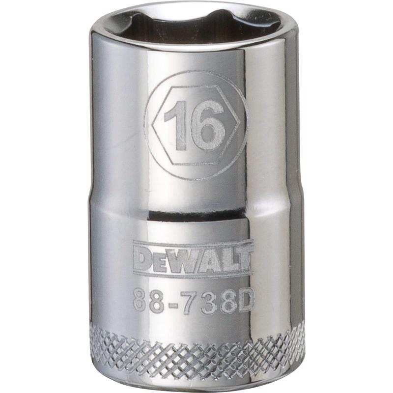 DeWalt 16 mm X 1/2 in. drive Metric 6 Point Socket