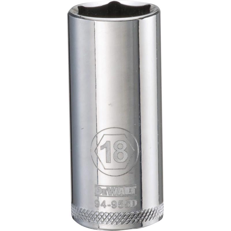 DeWalt 18 mm X 3/8 in. drive Metric 6 Point Deep Socket