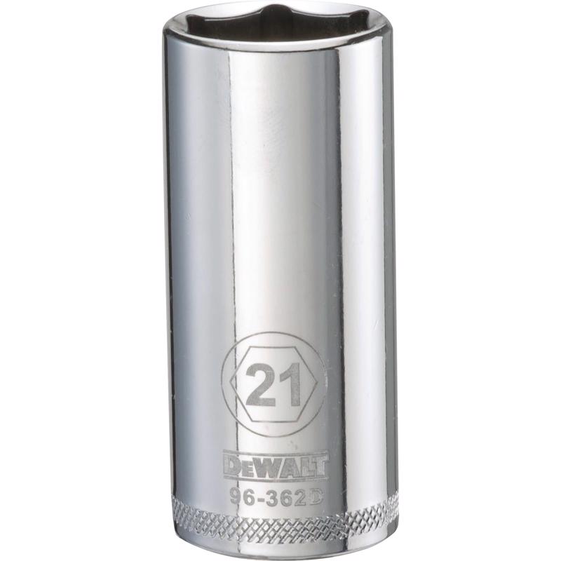 DeWalt 21 mm X 3/8 in. drive Metric 6 Point Deep Socket