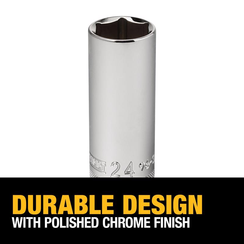 DeWalt 24 mm X 1/2 in. drive Metric 6 Point Deep Socket