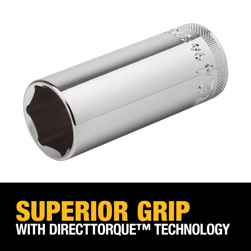 DeWalt 24 mm X 1/2 in. drive Metric 6 Point Deep Socket