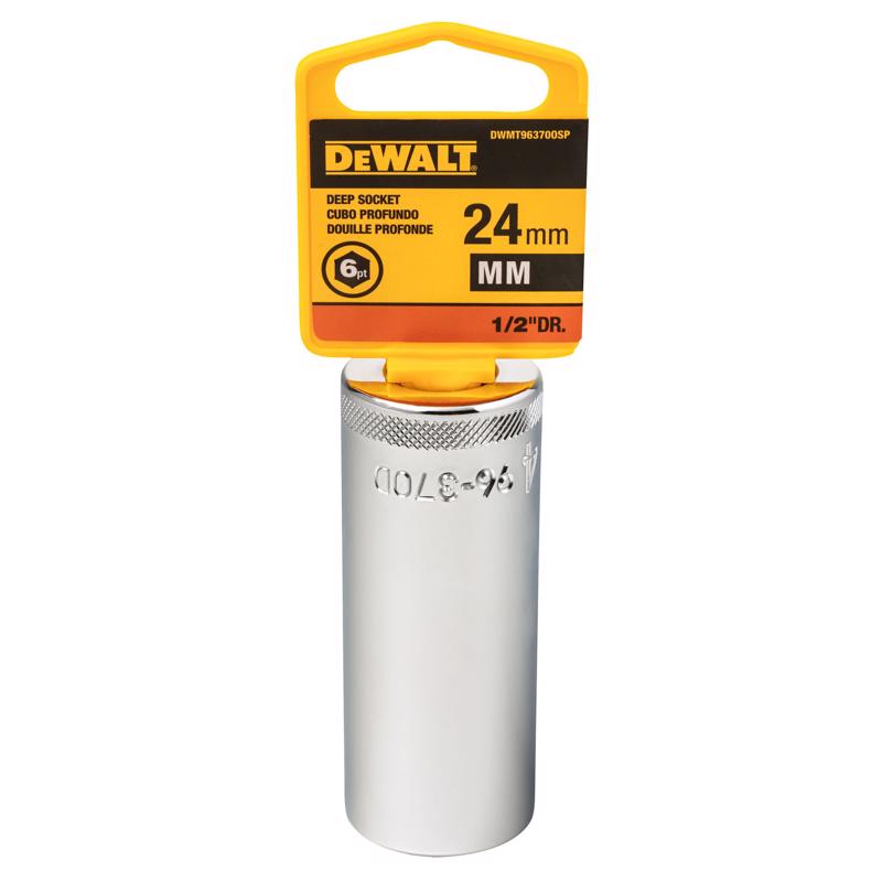 DeWalt 24 mm X 1/2 in. drive Metric 6 Point Deep Socket