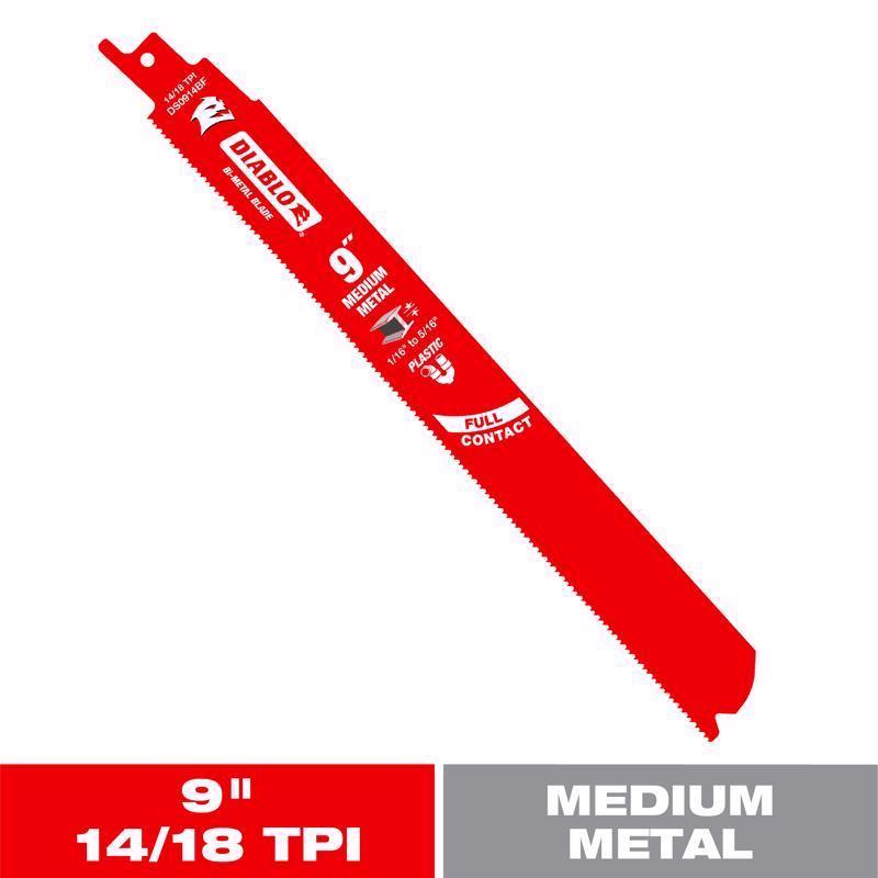Diablo 9 in. Bi-Metal Reciprocating Saw Blade 14/18 TPI