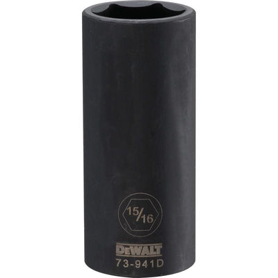 DeWalt 15/16 in. X 1/2 in. drive SAE 6 Point Deep Impact Socket