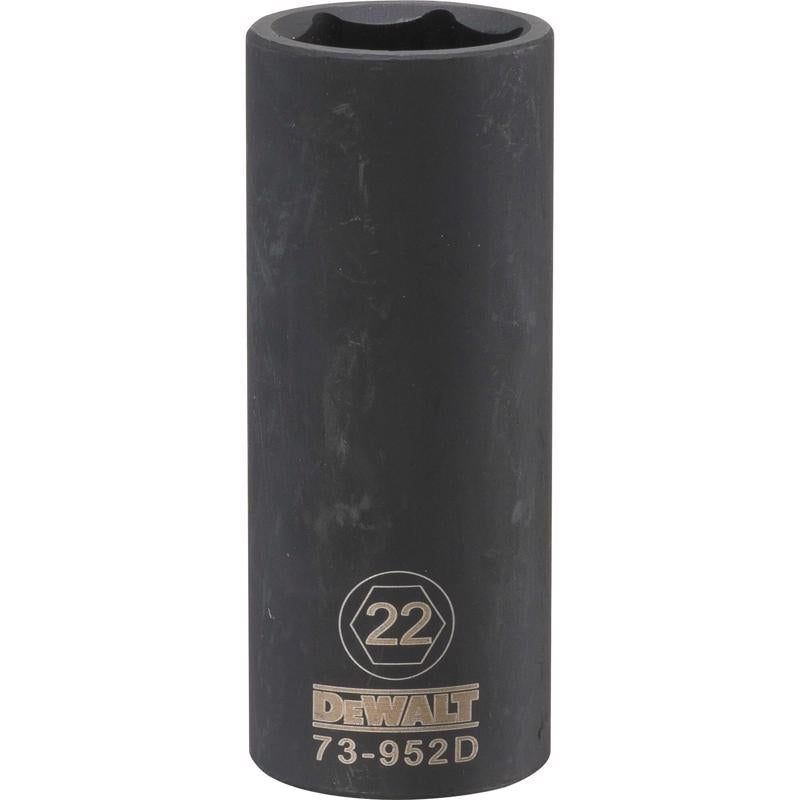 DeWalt 22 mm X 1/2 in. drive Metric 6 Point Deep Impact Socket