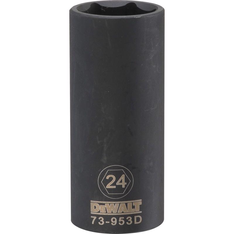 DeWalt 24 mm X 1/2 in. drive Metric 6 Point Deep Impact Socket