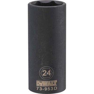 DeWalt 24 mm X 1/2 in. drive Metric 6 Point Deep Impact Socket