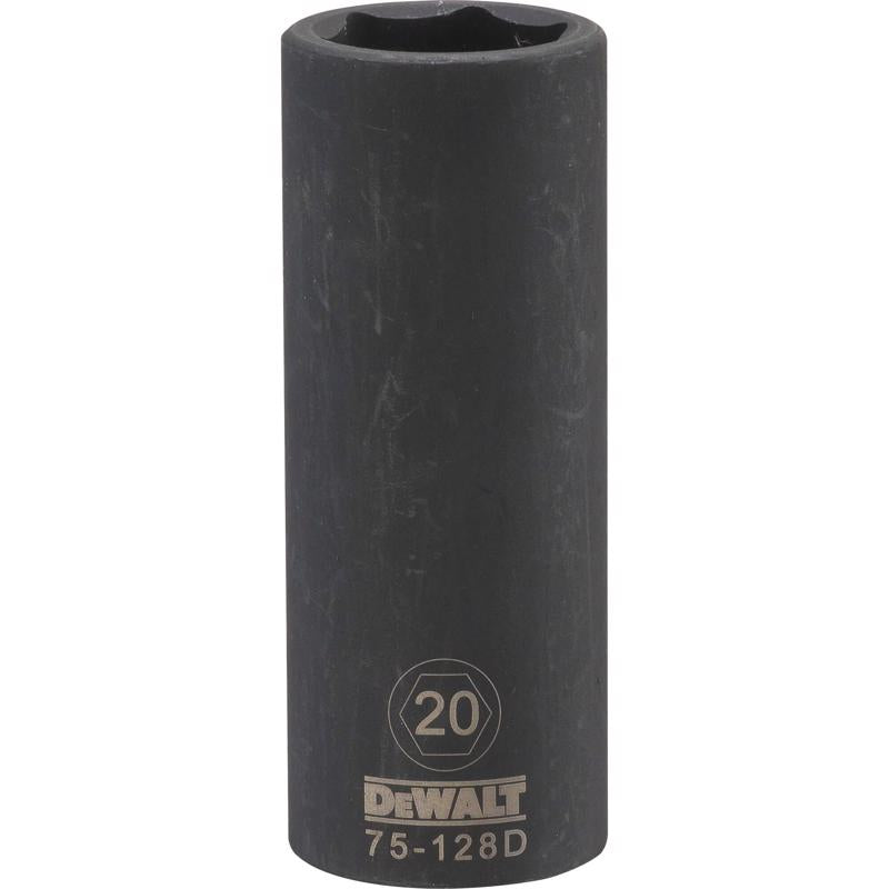 DeWalt 20 mm X 1/2 in. drive Metric 6 Point Deep Impact Socket