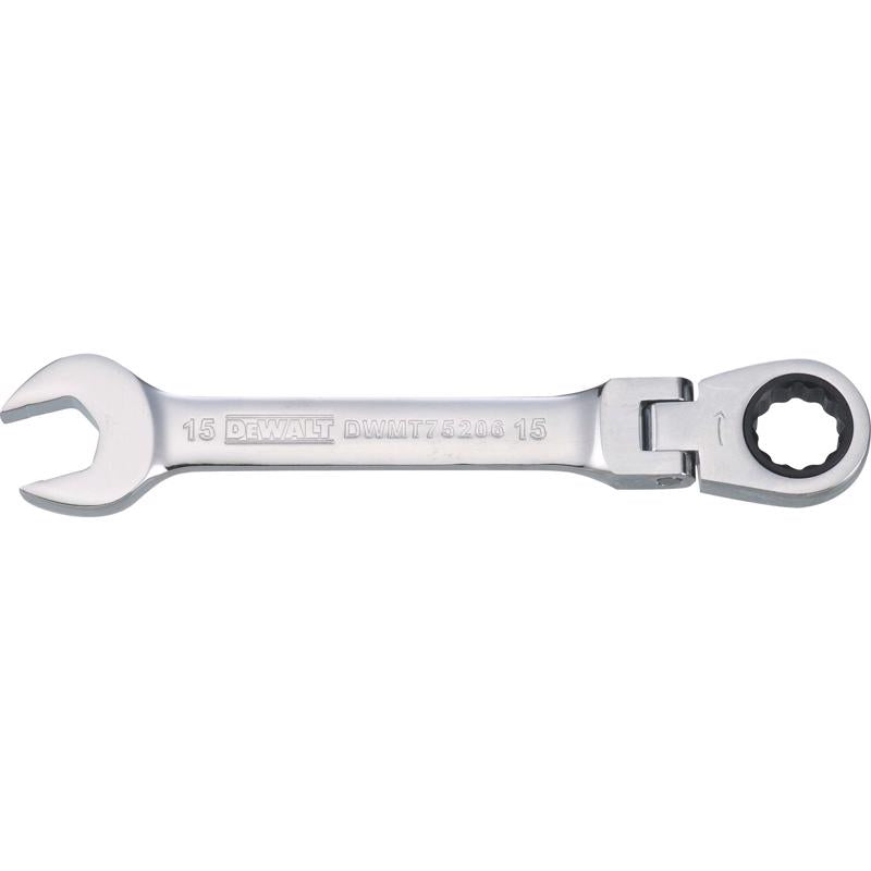 DeWalt 15 mm X 15 mm 12 Point Metric Flex Head Combination Wrench 6.65 in. L