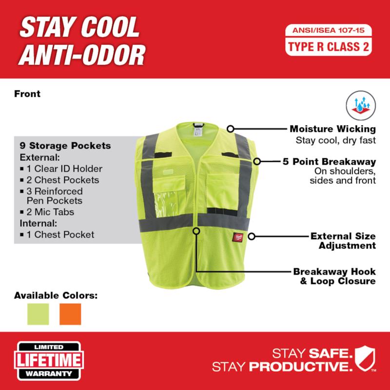 Milwaukee Reflective High Visibility Mesh Safety Vest Yellow L/XL