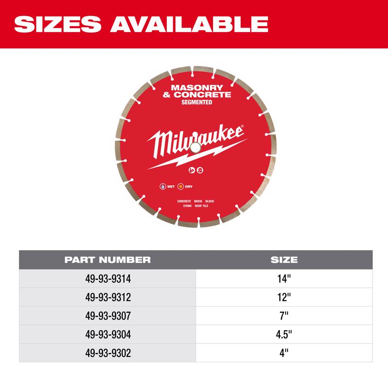 Milwaukee 4-1/2 in. D X 7/8-5/8 in. Diamond Segmented Rim Diamond Saw Blade