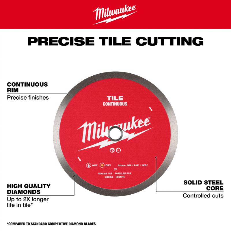 Milwaukee 7 in. D X 5/8 and 7/8 in. Diamond Saw Blade