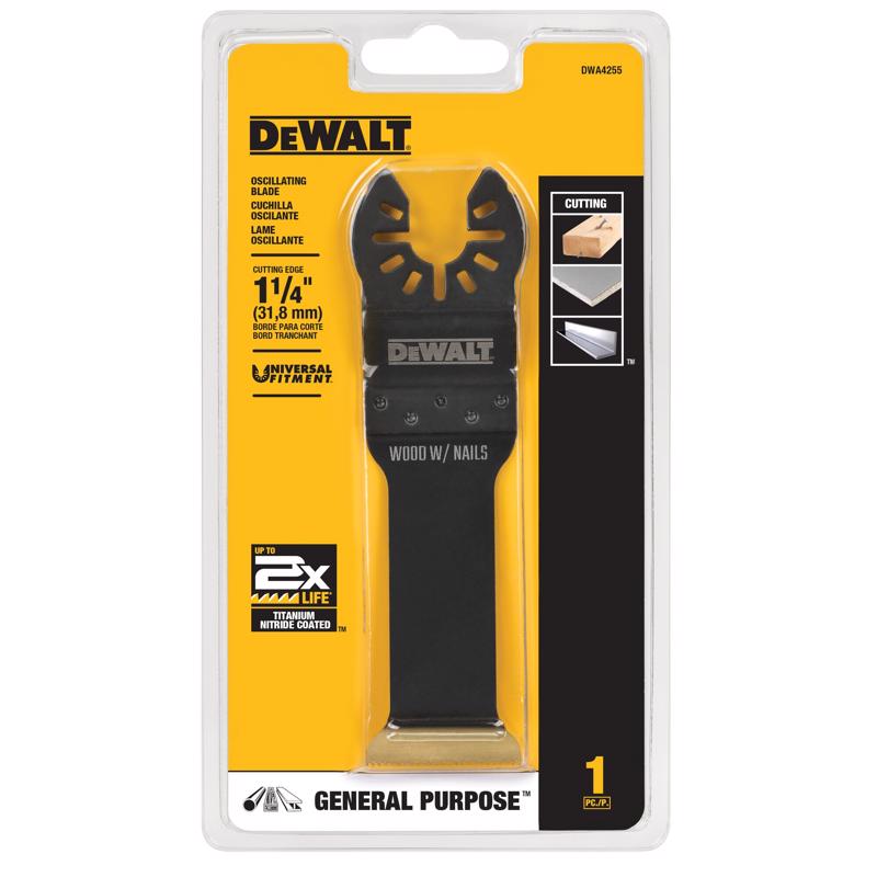 DEWALT Universal Fitment 1-1/4 in. W Titanium Long Wood and Metal Oscillating Blade