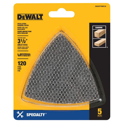 DEWALT Universal Fitment 3-1/2 in. W Silicon Carbide 120 Grit Mesh Triangular Oscillating Sanding Se