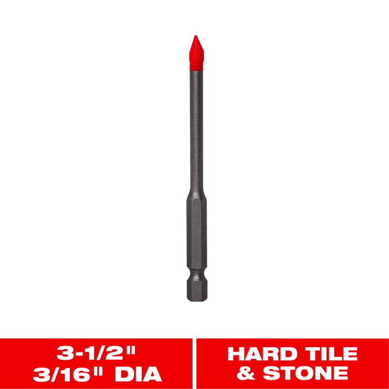 Diablo 3/16 in. X 3-1/2 in. L Carbide Tipped Tile and Stone Drill Bit Hex Shank