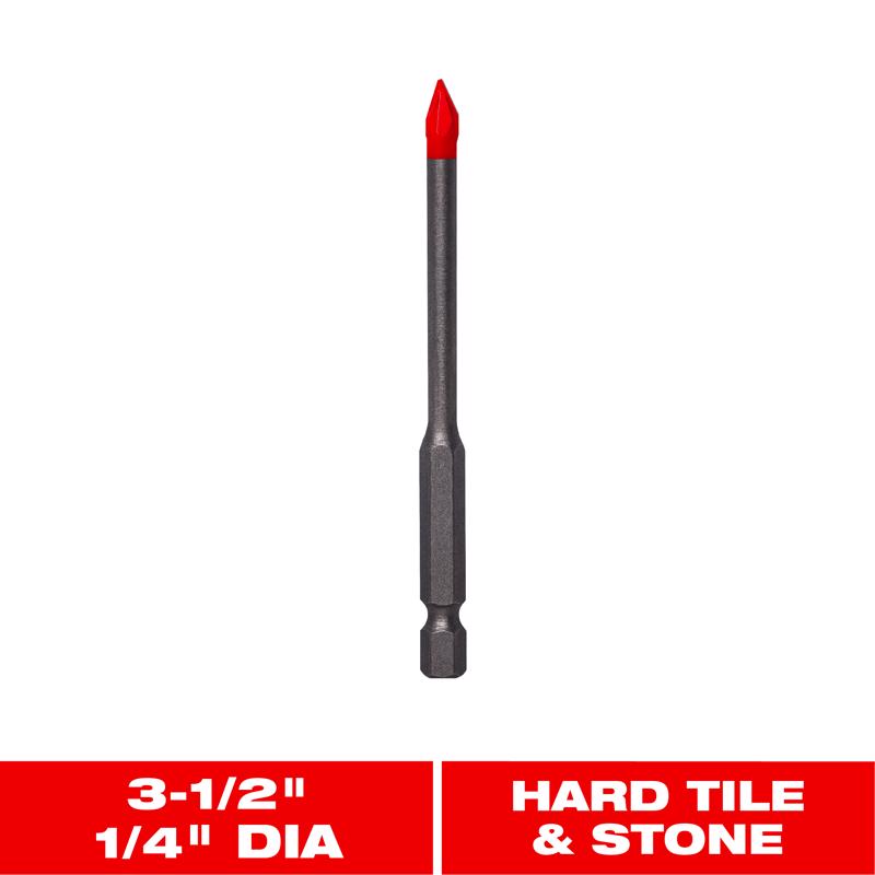 Diablo 1/4 in. X 3-1/2 in. L Carbide Tipped Tile and Stone Drill Bit Hex Shank