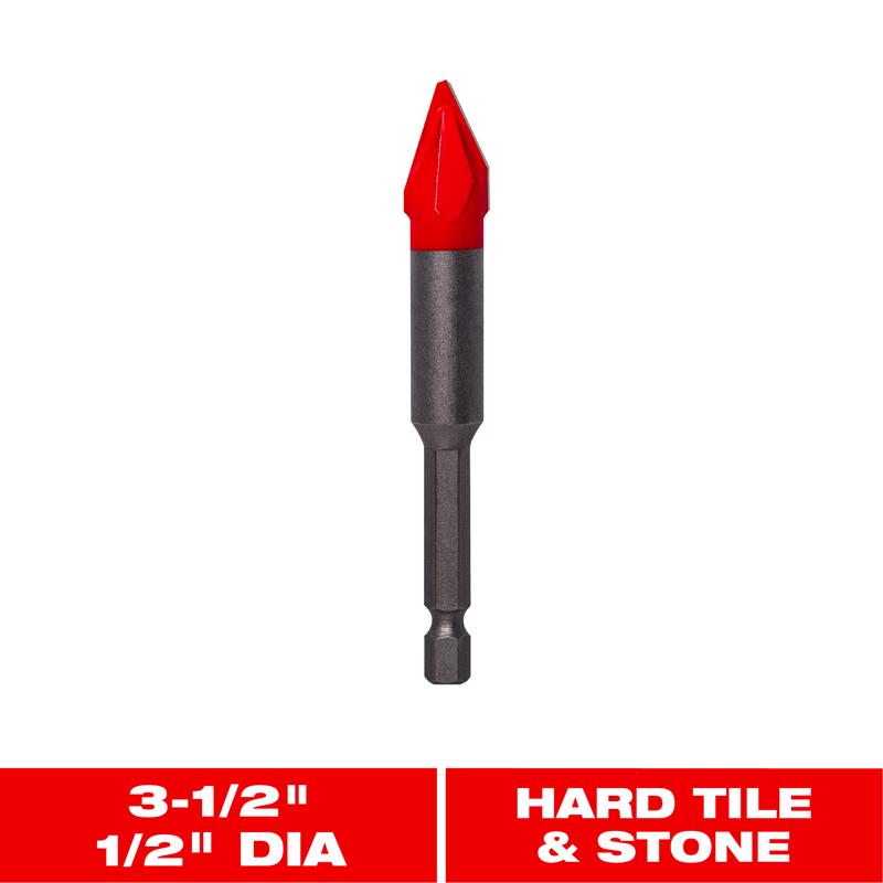 Diablo 1/2 in. X 3-1/2 in. L Carbide Tipped Tile and Stone Drill Bit Hex Shank