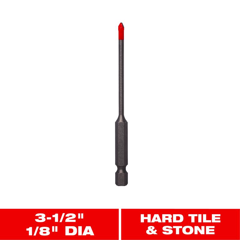 Diablo 1/8 in. X 3-1/2 in. L Carbide Tipped Tile and Stone Drill Bit Hex Shank