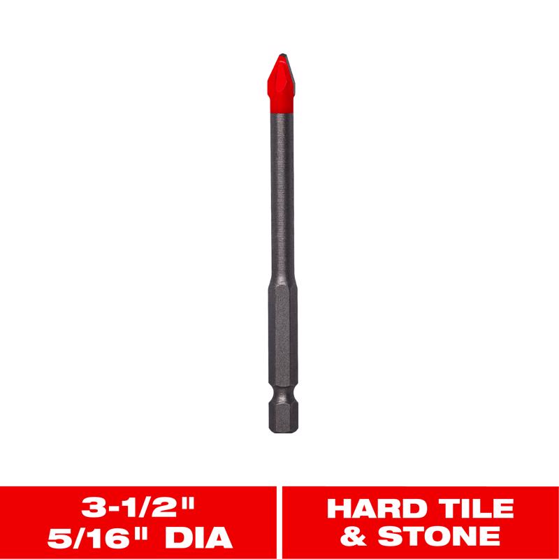 Diablo 5/16 in. X 3-1/2 in. L Carbide Tipped Tile and Stone Drill Bit Hex Shank