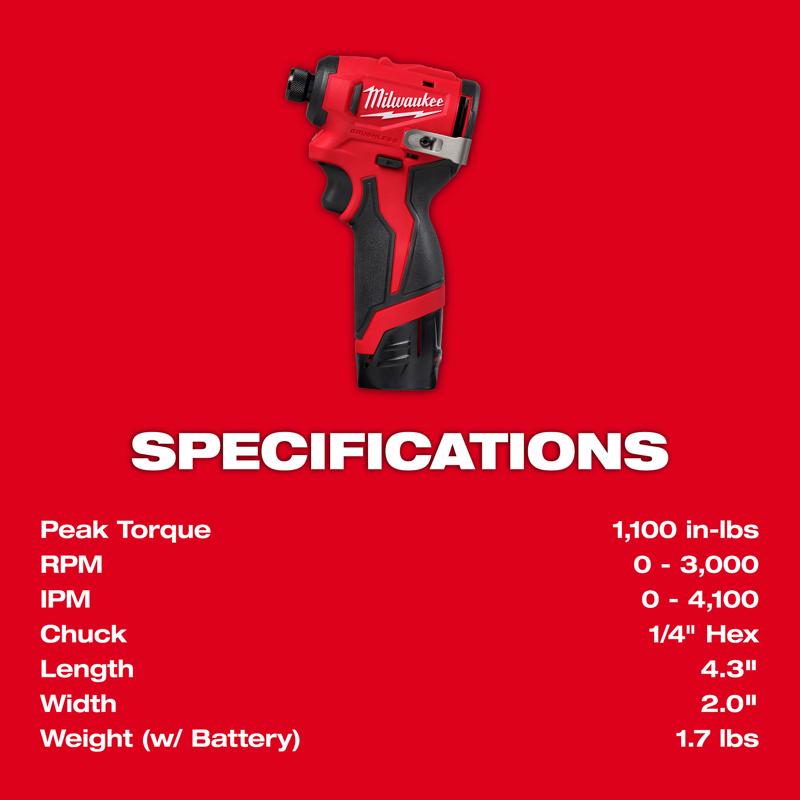 Milwaukee 1/4 in. Cordless Brushless Impact Driver Set Kit (Battery & Charger)