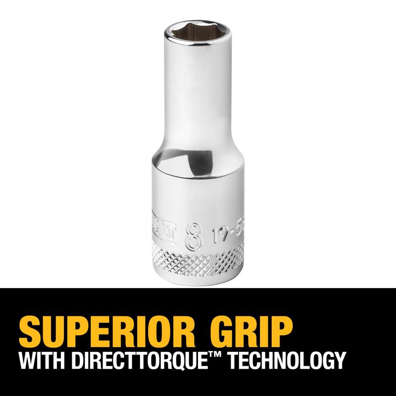 DeWalt 8 mm X 3/8 in. drive Metric 6 Point Deep Socket